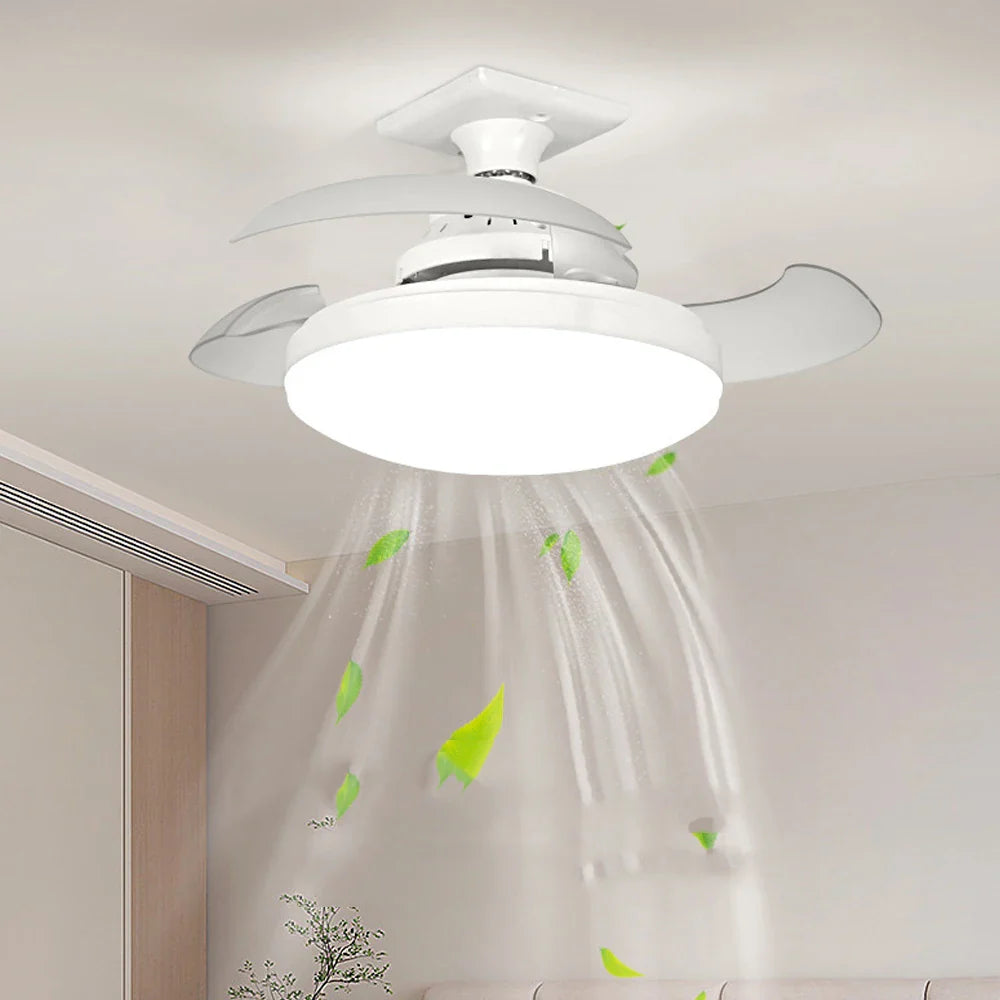 16 Inch E26 E27 Socket Ceiling Fan 3 Blade Invisible Transparency Ceiling Fan With Light And Remote Control