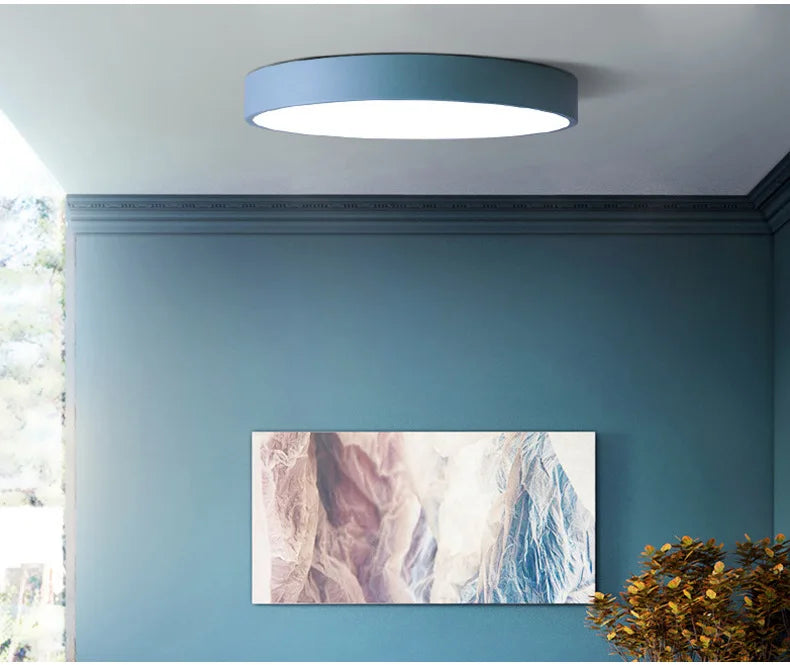 Ultra thin macarone color modern simple design 18w 30w 48w circular LED ceiling light