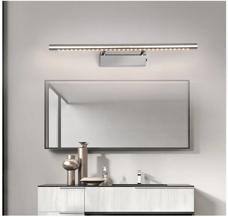 LED Stainless Mirror Headlight For Wash Room Rest Room Wall Light Morden Lens Head Light With On Off Switch