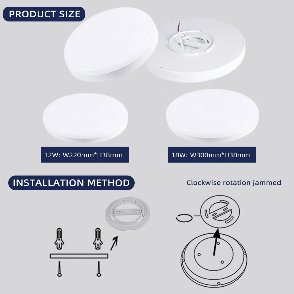 Motion Sensor Smart LED Ceiling Lights 12W 18W Industrial LED Light Hallway Smart PIR Sensor Lighting Modern Led Ceiling Lamp