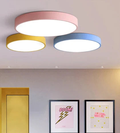 Ultra thin macarone color modern simple design 18w 30w 48w circular LED ceiling light