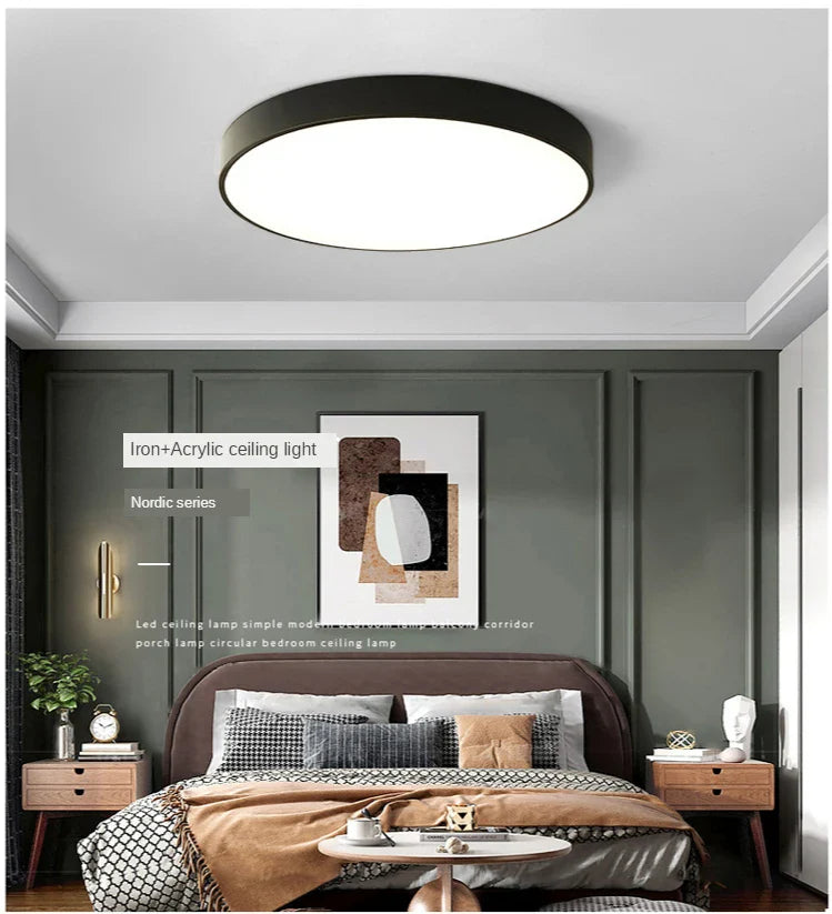 LED Ceiling Light Nordic Wooden Macaroon Circular Light Modern and Simple Home Bedroom Balcony Study Open Decoration Lighting