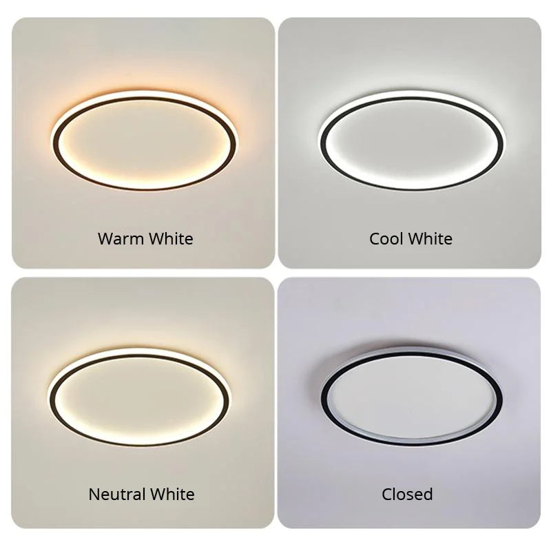 Household LED Ceiling Light 23/30/50/80CM Bedroom Living Room Study Room Super Slim Black White Gold Home Decor Lighting Fixture