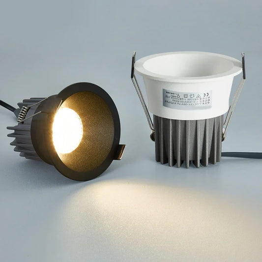 Recessed Anti-glare Mesh Aluminium Black COB Spotlight