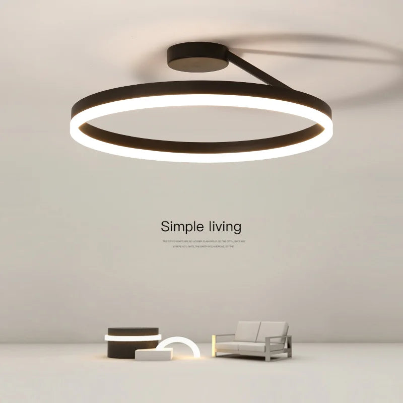 Modern Minimalist Ring Led Ceiling Chandelier Dimmable for Dining Living Room Center Table Bedroom Lusters Luminaires Decor Lamp