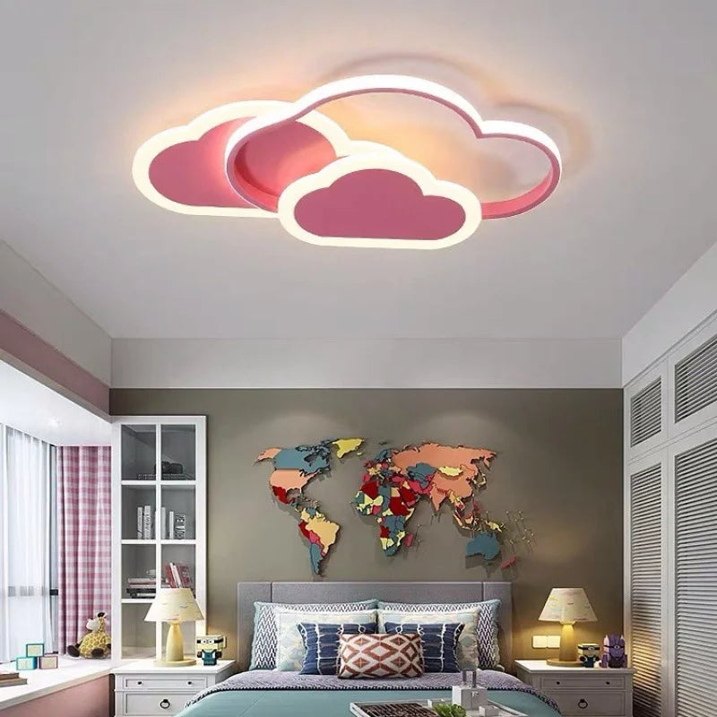 Led Ceiling Lamp For Children Kid Girls Room Bedroom Study Cloud Ceiling Light Heart Shape Pink Child Kid Star Chandelier Light