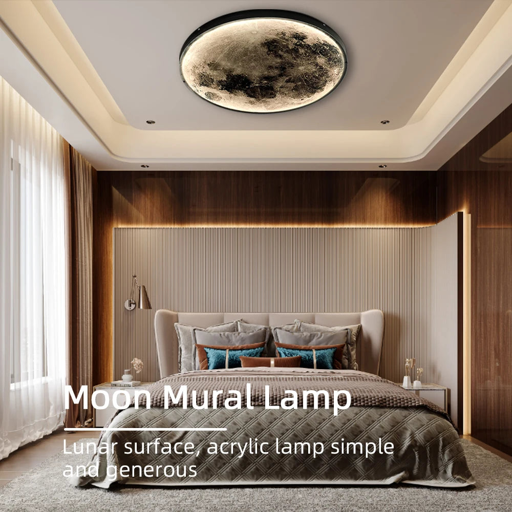 Wall Moon Light Decorative Ceiling Light Luxury Mural Lighting 240/300/500mm for Bedroom Living Room Hallway