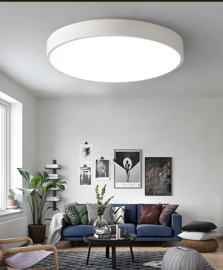 Ultra Thin Macarone Color Modern Simple Design 18w 30w 48w Circular Ceiling Lamp