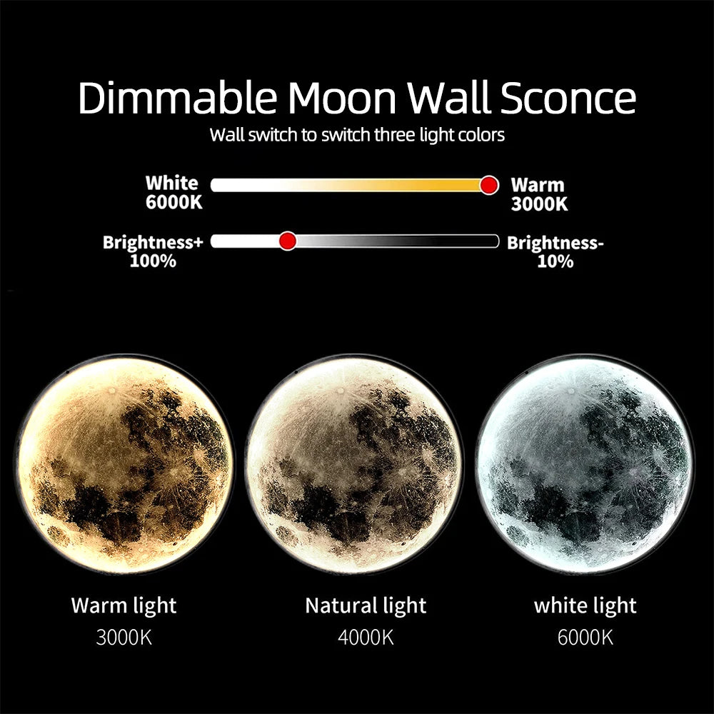 Wall Moon Light Decorative Ceiling Light Luxury Mural Lighting 240/300/500mm for Bedroom Living Room Hallway