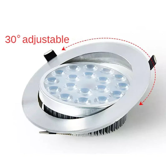 Silver Aluminium Recessed Adjustable LED Spotlight