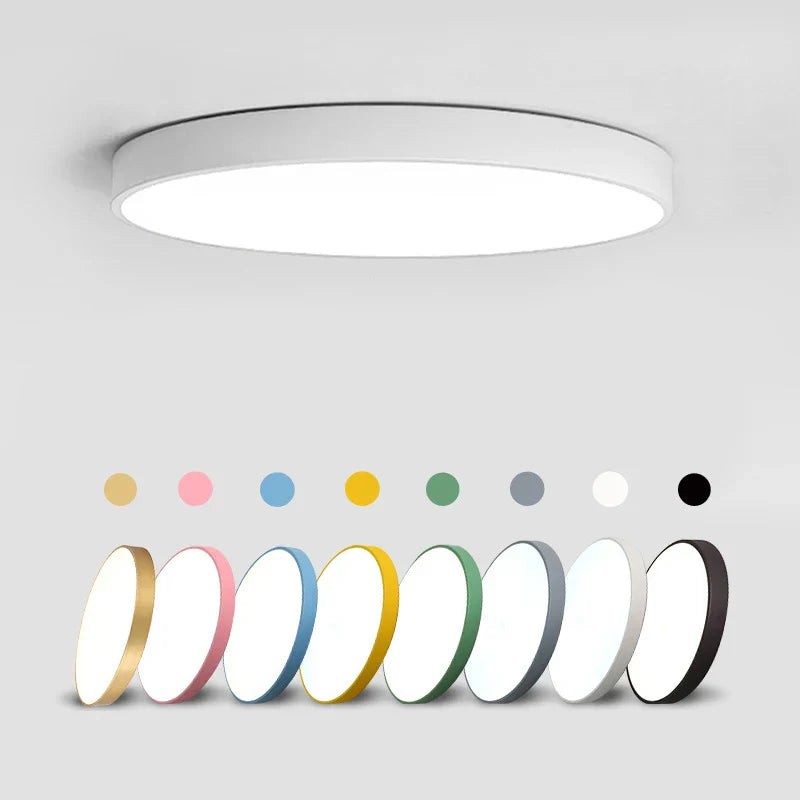 Ultra Thin Macarone Color Modern Simple Design 18w 30w 48w Circular Ceiling Lamp