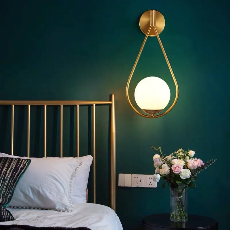 Modern Gold Decorative Indoor Bed Beside Hotel Living Sitting Room Glass Ball Bubble LED Wall Sconce Light