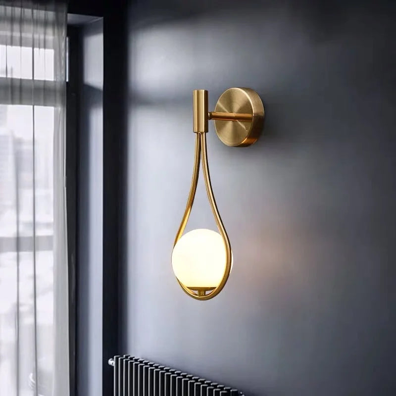 Modern Gold Decorative Indoor Bed Beside Hotel Living Sitting Room Glass Ball Bubble LED Wall Sconce Light