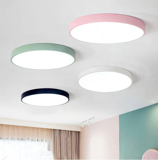 Ultra Thin Macarone Color Modern Simple Design 18w 30w 48w Circular Ceiling Lamp