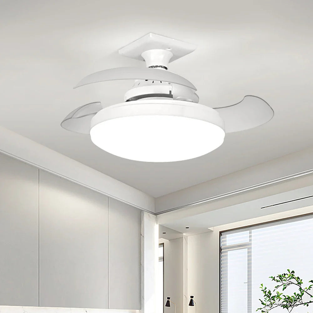 16 Inch E26 E27 Socket Ceiling Fan 3 Blade Invisible Transparency Ceiling Fan With Light And Remote Control