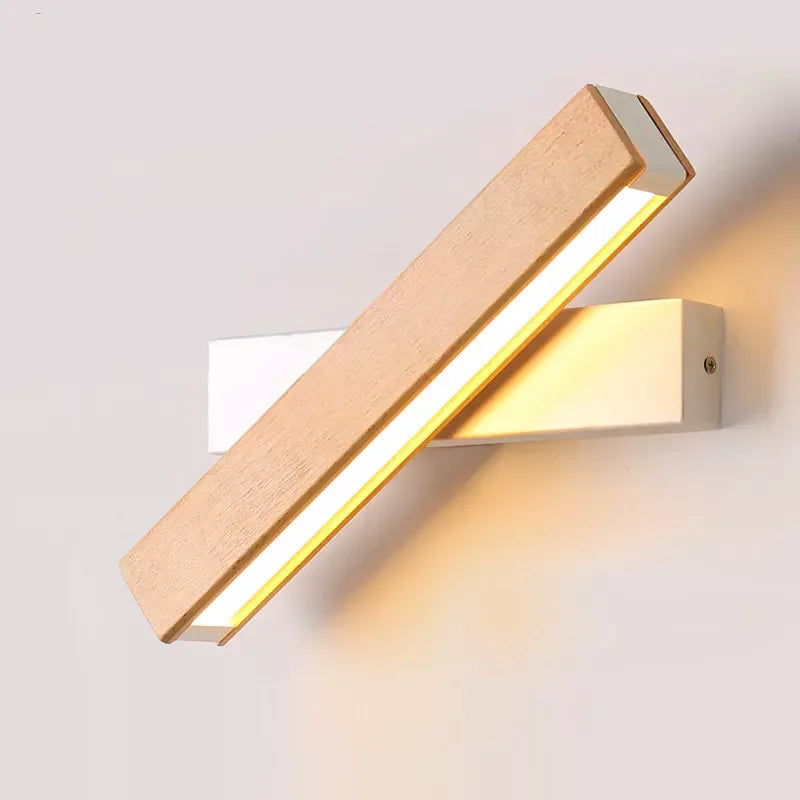 New Rotatable Wall Lamp Nordic Solid Wood LED Wall Light Simple Bedside Study Reading Adjustable Lighting Home Decor Lamps