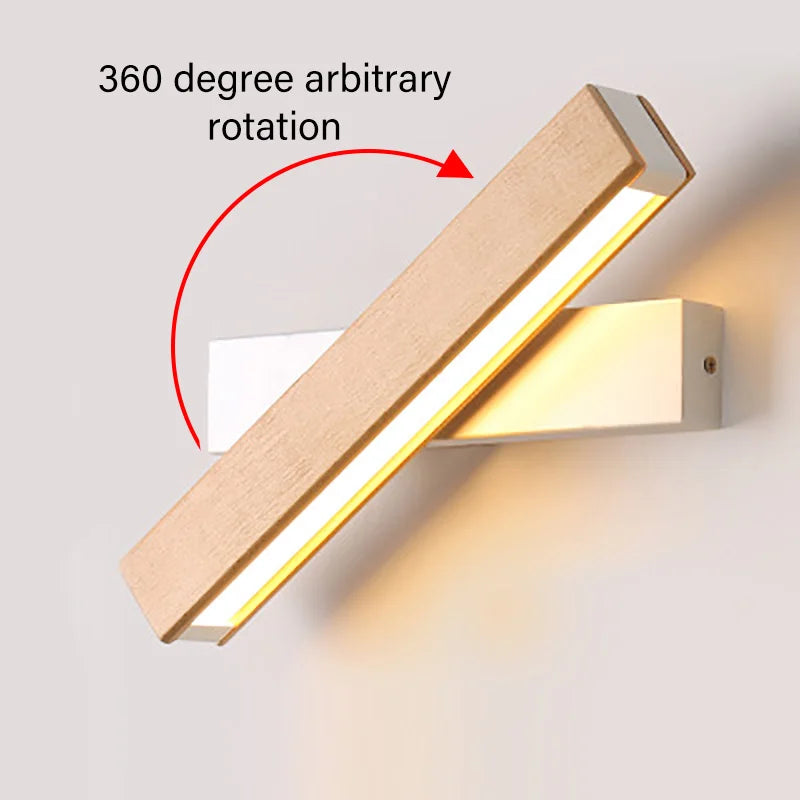 New Rotatable Wall Lamp Nordic Solid Wood LED Wall Light Simple Bedside Study Reading Adjustable Lighting Home Decor Lamps